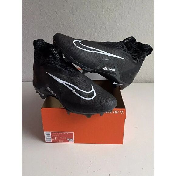 Men's  Sz 11.5 Nike Alpha Menace Elite 3 Black Football Cleats CT6648-010 NEW - Picture 1 of 14